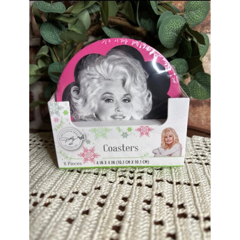 NIB Dolly Parton Double Sided Coasters - 8 Piece Set